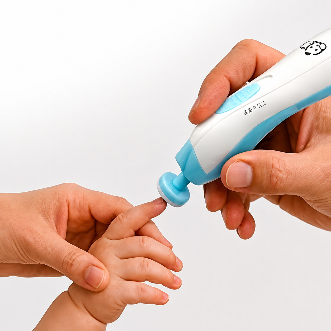 Filing a baby's nail with NuvaNail